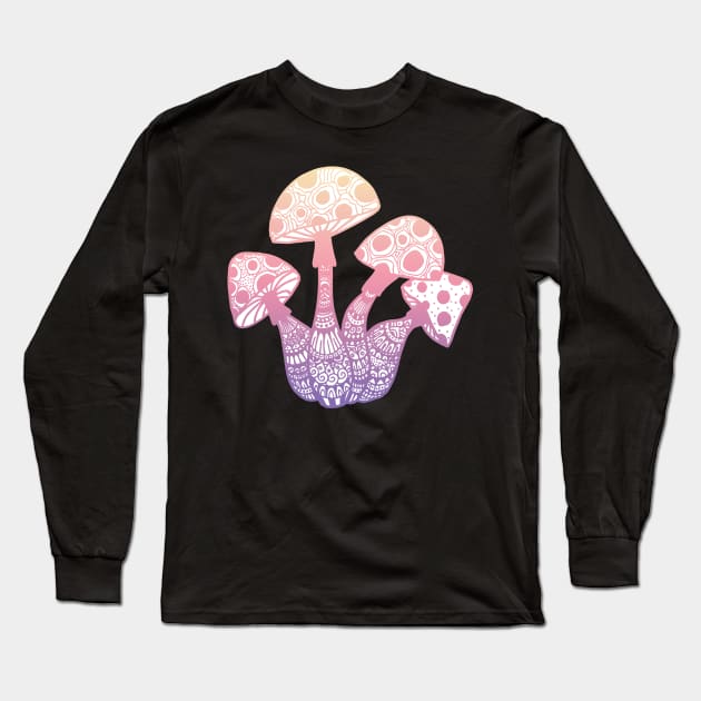 Pastel Zen Mushrooms Long Sleeve T-Shirt by julieerindesigns